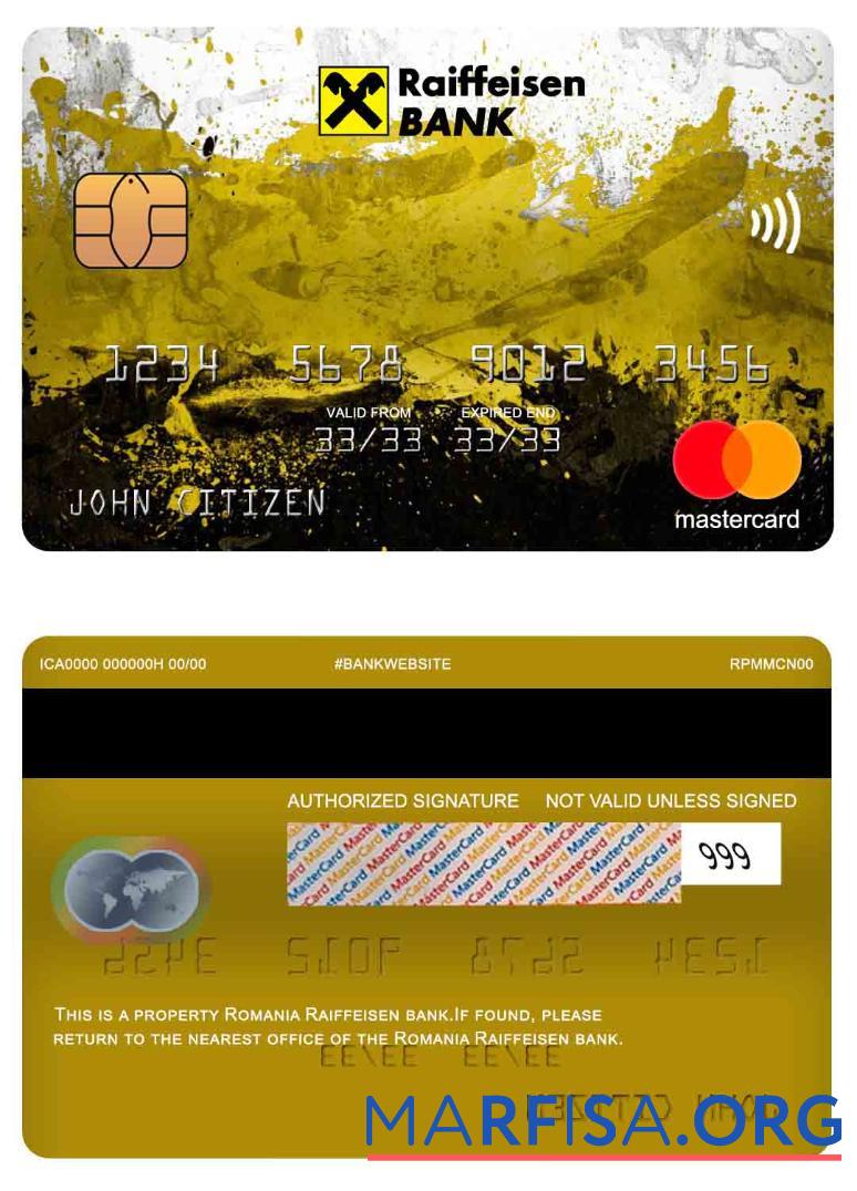 Printable Romania Raiffeisen bank mastercard download for verification